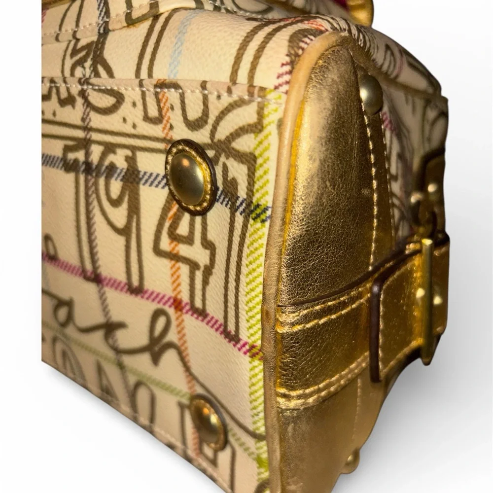 Coach F13186 Tattersall Glam Metallic Gold Signature Satchel Bag - Picture 7 of 8